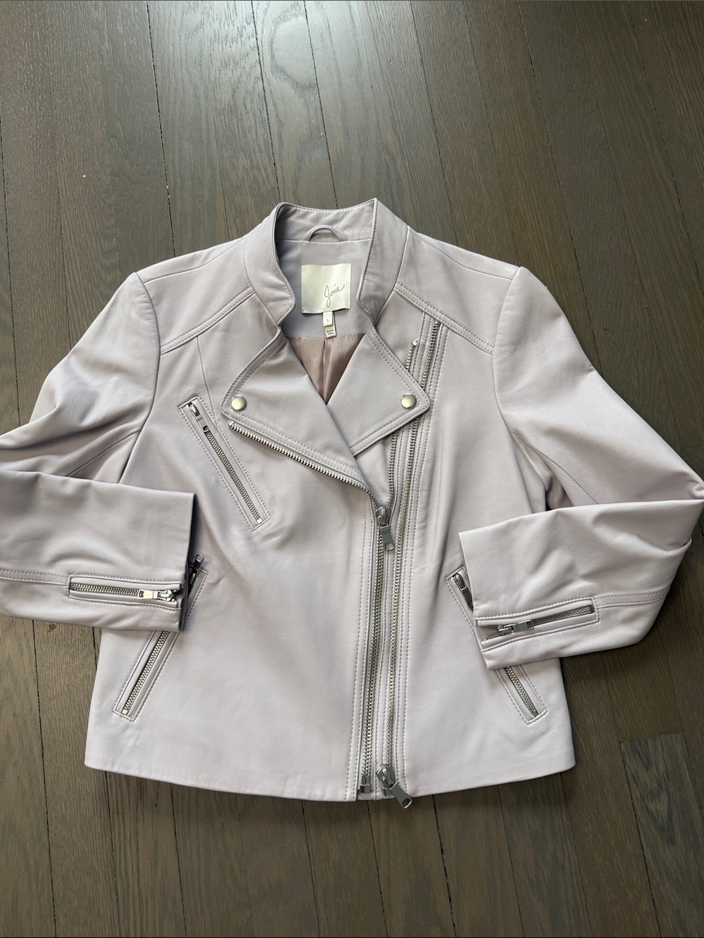 Joie Pale Lilac Leather Moto Jacket